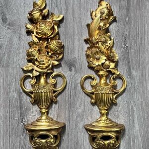 Vintage Syroco Gold Urn Wall Hangings